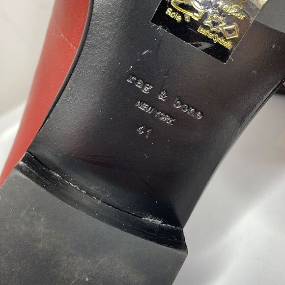 Rag & Bone Women's Dark Red Aslen Square Toe Leather Loafers Size 11 - Picture 8 of 9